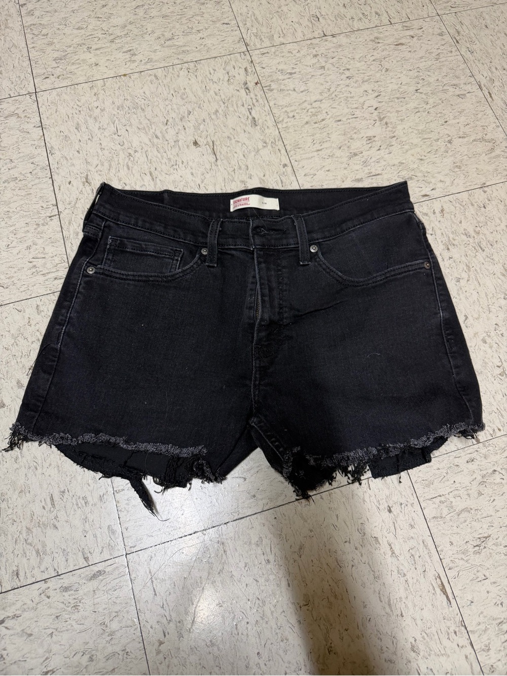 Women’s High-Rise Black Frayed Denim Shorts